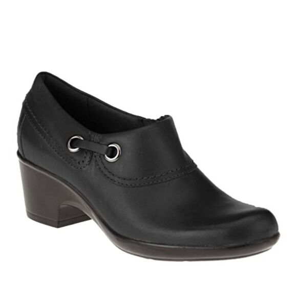 Clarks Black Genette Danby Leather Clogs sz 7 NWOT - Picture 1 of 7